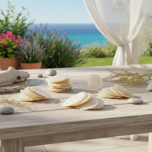 Itens Fatias de madrepérola de Capiz em conchas douradas naturais, 60 peças