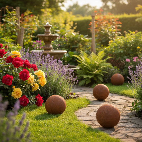 Itens Esfera de jardim, ornamento decorativo para gramado, peça atemporal que chama a atenção no jardim, 10 cm, 4 peças