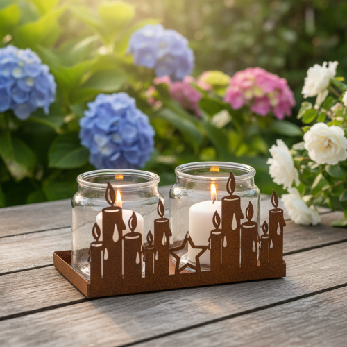 Lanterna de metal com interior de vidro, acabamento em metal oxidado, suporte decorativo para velas, 21,5 cm | Floristik24.pt