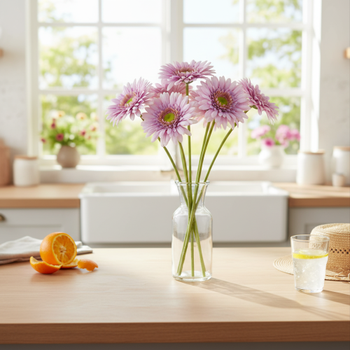 Flores artificiais de gerbera para jardim, roxas, 47 cm, conjunto de 6 peças. | Floristik24.pt