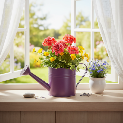 Regador decorativo, vaso de metal roxo, Ø13,5cm A12,5cm | Floristik24.pt