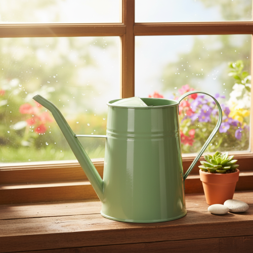 Regador vintage de metal para interiores, verde menta, 1,7L; vaso decorativo, design retrô, 23cm de altura. | Floristik24.pt