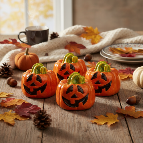 Abóbora decorativa de cerâmica para o outono e o Halloween, 8 cm | Floristik24.pt