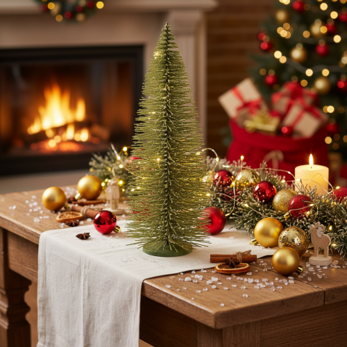 Árvore de Natal artificial verde com suporte para decoração de mesa, 90 cm | Floristik24.pt