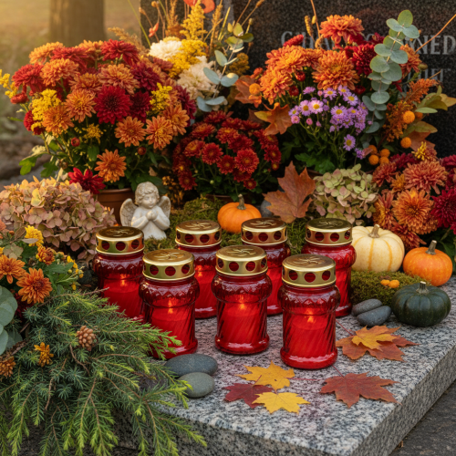 Vela para túmulo, ideal para decoração outonal do Dia de Todos os Santos e do Domingo de Finados, 13 cm, 8 peças. | Floristik24.pt