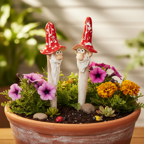 Estatueta de anão para colar, com barba longa e chapéu de cogumelo, decoração, 17 cm, 2 peças | Floristik24.pt
