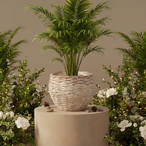 Cesto redondo trançado, cesto decorativo grande para plantio, 23 cm | Floristik24.pt