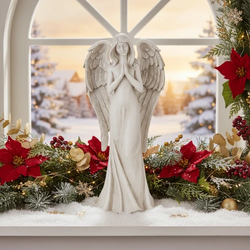 Itens Estatueta de anjo em pé, em oração, para decoração, 36 cm