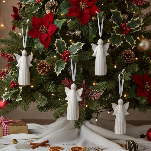 Itens Pingente de anjo decorativo para pendurar na árvore de Natal, 8 cm, conjunto de 4 peças.