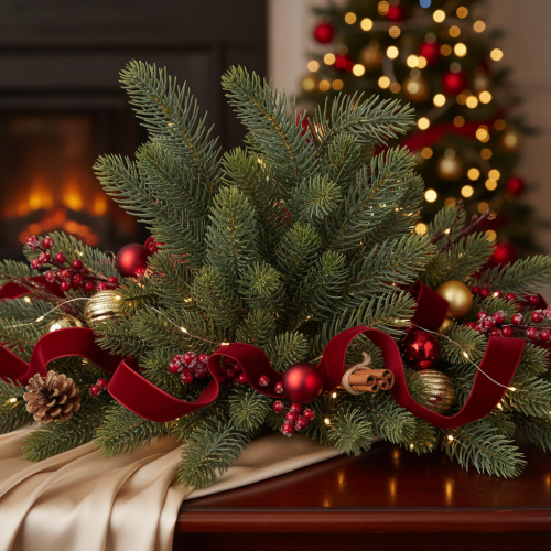 Itens Ramo de pinheiro artificial, decoração festiva para janela, 50 cm, 3 peças