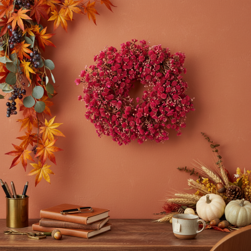 Itens Guirlanda de flores artificiais, decoração com gipsofila, 30 cm