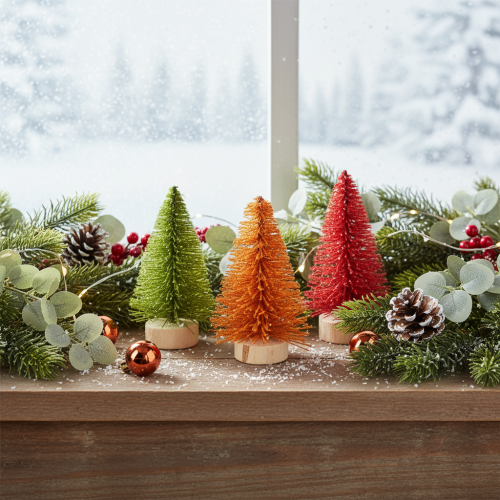 Árvore de Natal artificial em miniatura para decoração de mesa, 12 cm, 6 peças | Floristik24.pt