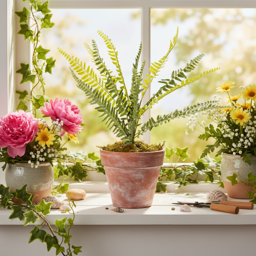 Ramo de samambaia artificial, planta verde artificial para decoração, 45 cm | Floristik24.pt