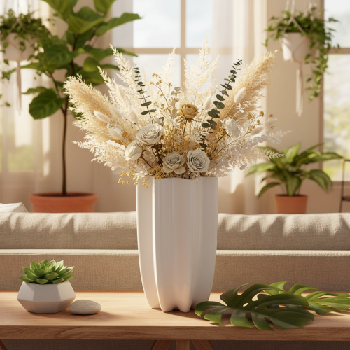 Vaso canelado, vaso decorativo alto para flores secas, 24 cm | Floristik24.pt