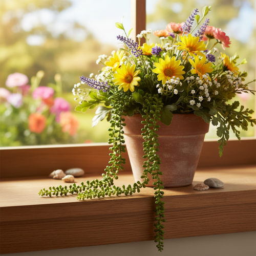 Guirlanda artificial de suculentas para decoração de sala de estar | Floristik24.pt