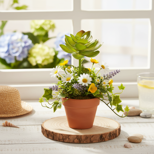 Planta suculenta verde artificial como decoração para arranjos criativos. | Floristik24.pt