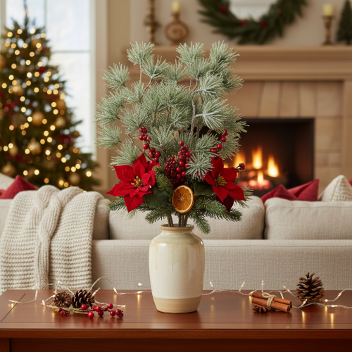 Ramo de abeto artificial, grande ramo de pinheiro para decoração de inverno, 55 cm, 3 peças | Floristik24.pt