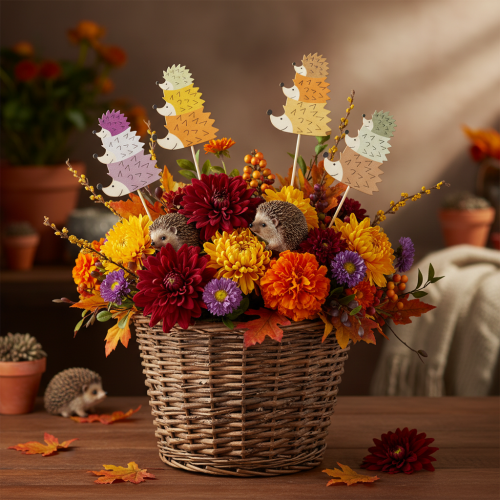 Itens Estacas decorativas para jardim - Família de ouriços coloridos - 34 cm, 12 peças