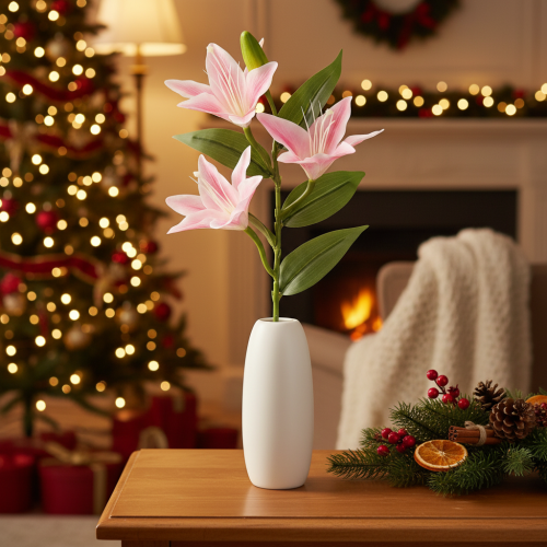 Flor de lírio artificial, flor de haste, decoração, 68 cm, 3 peças | Floristik24.pt