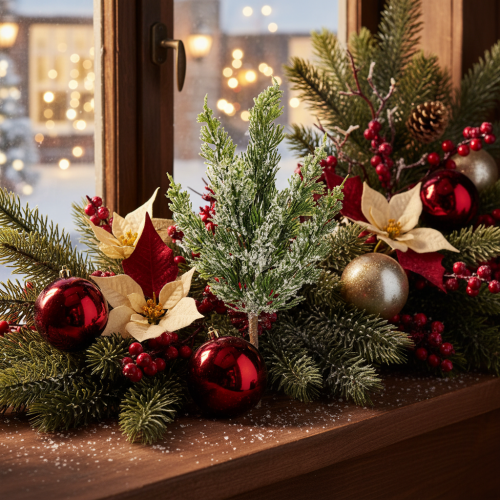 Ramo de pinheiro artificial coberto de neve para arranjos florais e decoração de Advento, 40 cm, 3 peças | Floristik24.pt