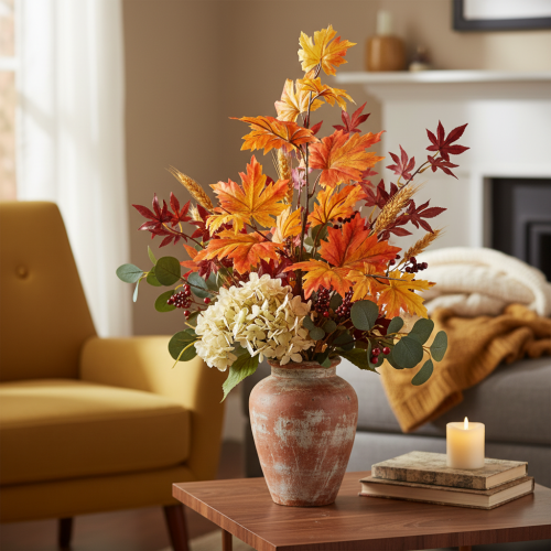 Itens Ramo de bordo artificial para decoração de outono, 100 cm