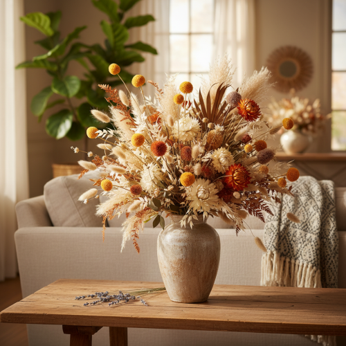 Buquê de flores secas de Craspedia, 55cm, 20 peças | Floristik24.pt