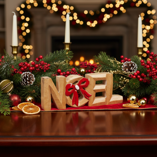Letras "Noel" com laço, decoração de Natal, 18 cm | Floristik24.pt