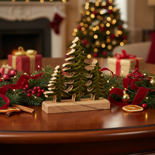 Enfeite de árvore de Natal em base de madeira para mesa e prateleira, 20 cm | Floristik24.pt