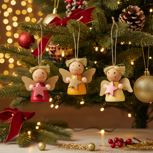 Pingente decorativo de anjo com estrela para pendurar, 5 cm, 9 peças | Floristik24.pt