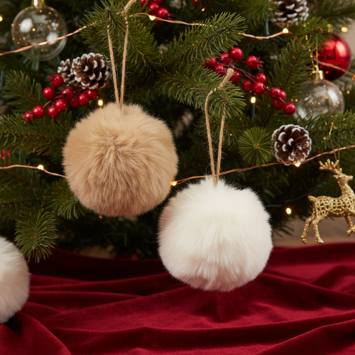 Pompons decorativos para pendurar, bola de pelo fofa, 7 cm, 6 peças | Floristik24.pt