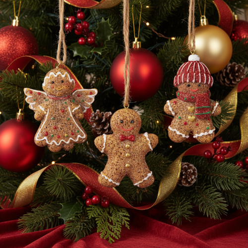 Enfeites decorativos para pendurar, figuras artificiais de biscoito de gengibre, 7 cm, 3 peças. | Floristik24.pt