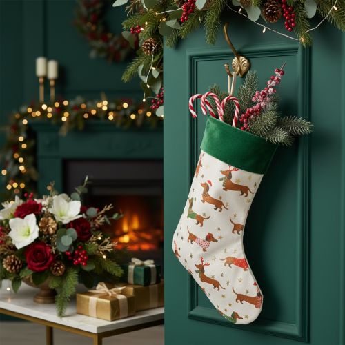 Meia de Natal com estampa de dachshund, 50cm | Floristik24.pt