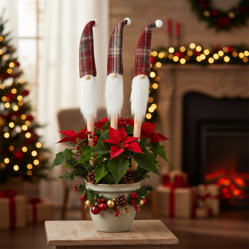 Itens Enfeites de Natal em forma de elfo, Papai Noel com chapéu de feltro, 58 cm, 6 peças