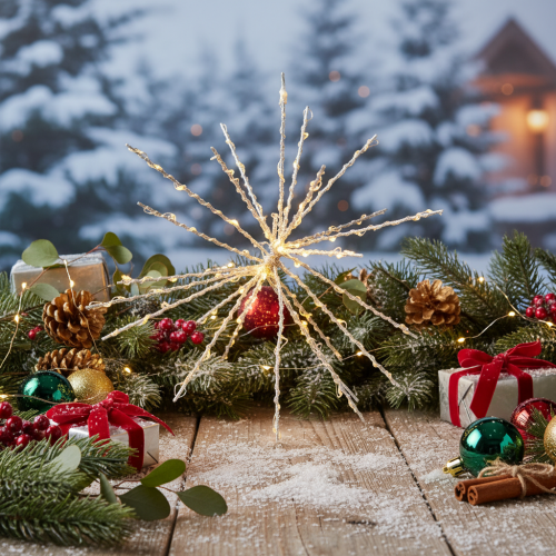 Itens Luminária decorativa Estrela Polar em LED, branco quente, com temporizador, para uso externo, 29 cm