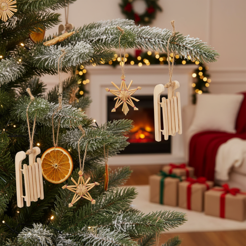 Itens Trenó decorativo para pendurar na árvore de Natal, 6 cm, 6 peças
