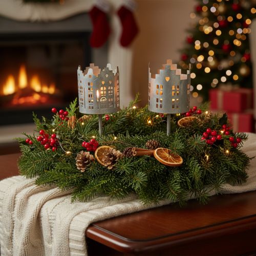 Porta-velas e suporte para velas pequenas com ponta, design de casinha, 6 cm, 2 peças | Floristik24.pt