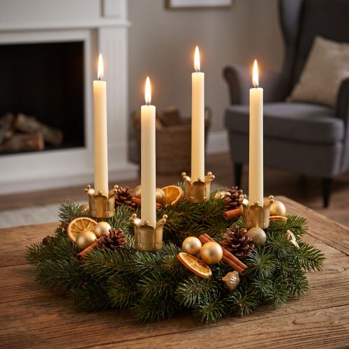 Porta-velas coroa dourada, porta-velas bastão metal 4 peças | Floristik24.pt