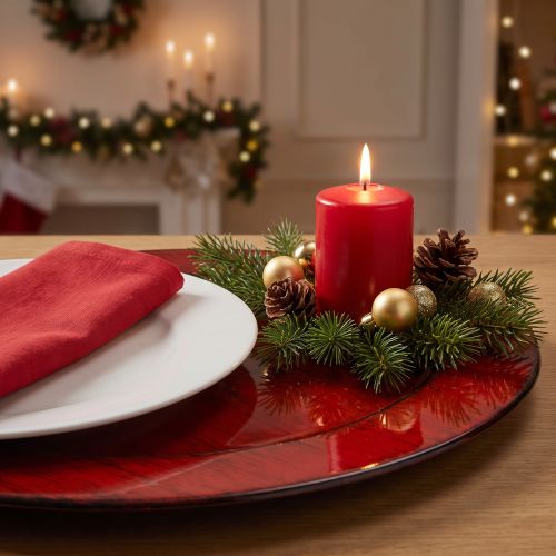 Itens Placa decorativa de plástico Ø28cm vermelho-preto