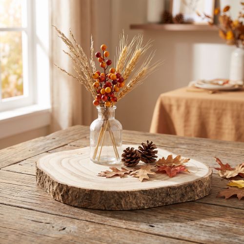 Fatia decorativa de madeira natural de paulownia, com 20 a 25 cm de diâmetro. | Floristik24.pt