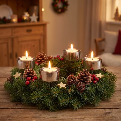 Suporte para velas para colar coroa do Advento prata Ø4cm 8 un | Floristik24.pt