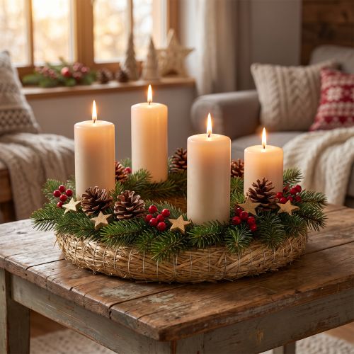 Conjunto de 2 peças de guirlanda de palha em branco de 30 cm para decoração de Advento, guirlanda de porta faça você mesmo, 30/6 cm, 2 peças | Floristik24.pt