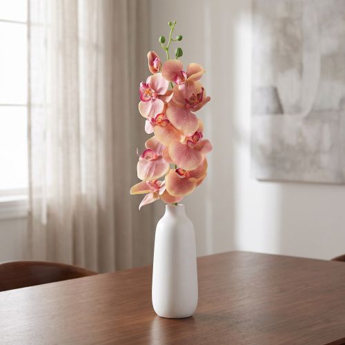 Itens Orquídea Phalaenopsis artificial 9 flores rosa baunilha 96cm