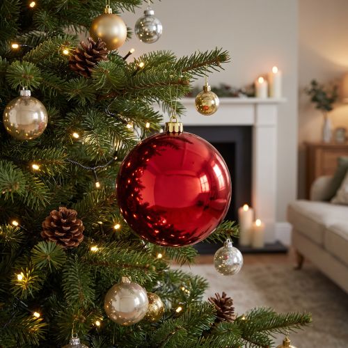 Bola de Natal média plástica vermelha 20cm | Floristik24.pt