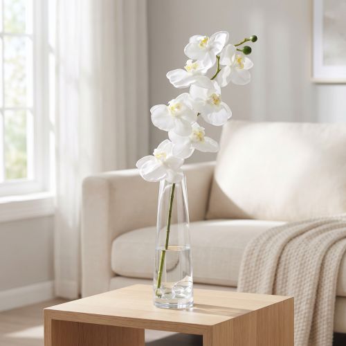 Flor artificial de orquídea artificial branca Ø6,5-8cm 77cm | Floristik24.pt