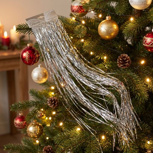 Decoração de árvore de Natal de prata com enfeites de festa 50×40cm 2 peças | Floristik24.pt