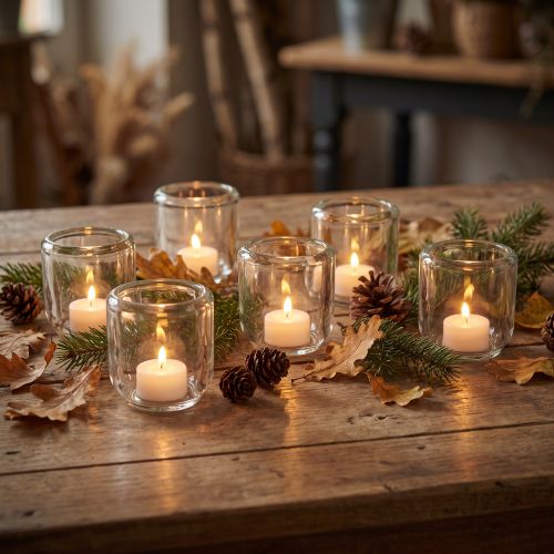 Porta velas porta velas vidro transparente Ø8cm H8cm 6 peças | Floristik24.pt