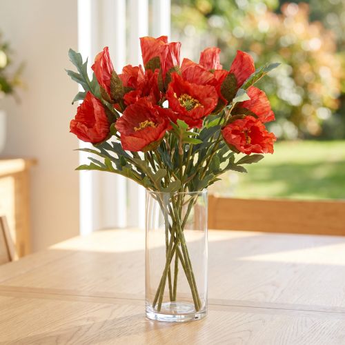 Decoração de papoula Papoula artificial vermelha 45cm buquê com 3 peças | Floristik24.pt