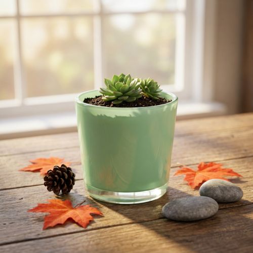 Pote de vidro Ø10cm Alt8,5cm verde menta | Floristik24.pt