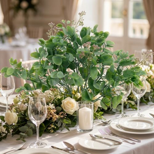 Decoração de casamento ramos de eucalipto com buquê decorativo de flores verde, rosa 26cm | Floristik24.pt
