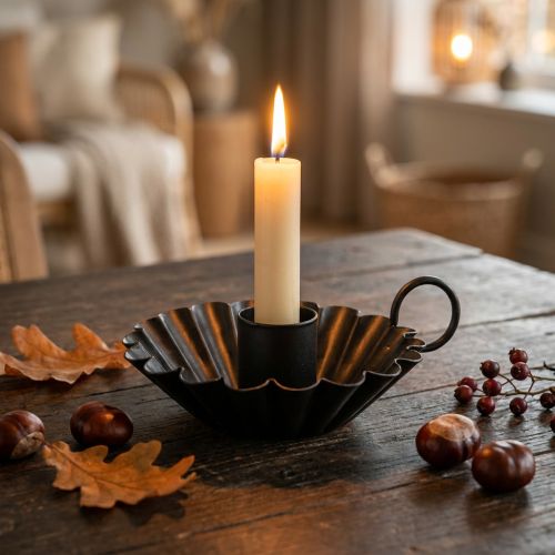 Castiçal preto Castiçal decoração de mesa de metal Ø9.5cm A3cm | Floristik24.pt